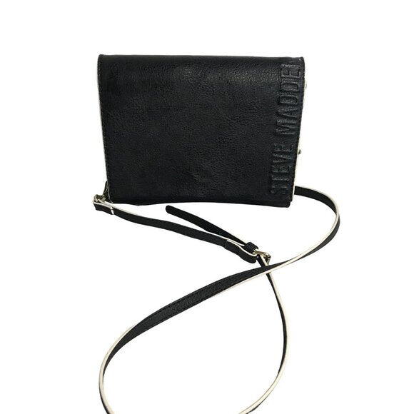 Steve Madden Black Crossbody Wallet With Chain Strap 8 1/2 X 6 1/2" - Picture 1 of 14